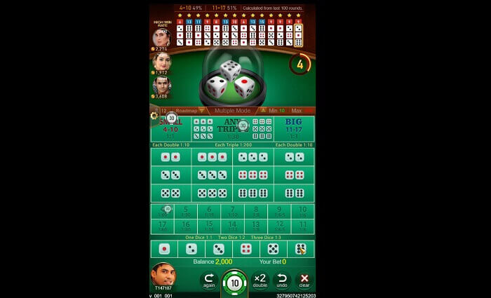 sic bo Interface